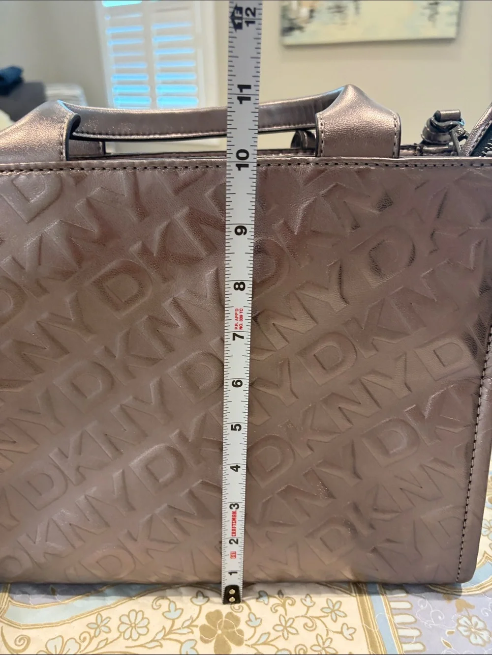 DKNY Metallic Tote Satchel with Black Strap